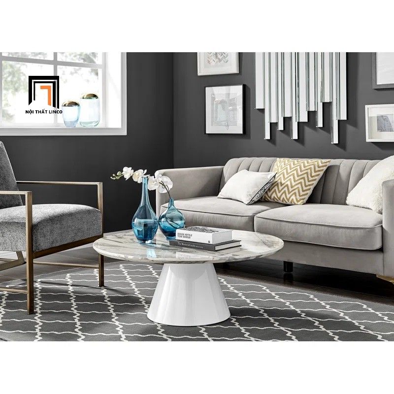 Bàn sofa mặt đá sang trọng 60 BSF53 Aripine khung chân xòe