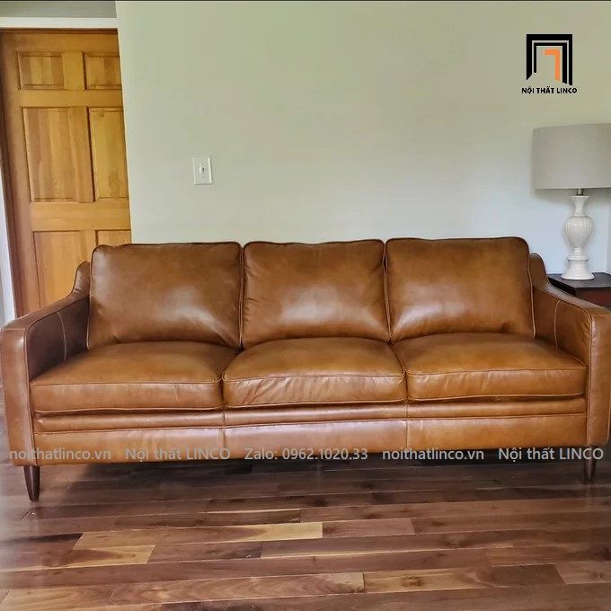 Ghế sofa băng màu nâu da bò BT33-Abbot 2m da công nghiệp