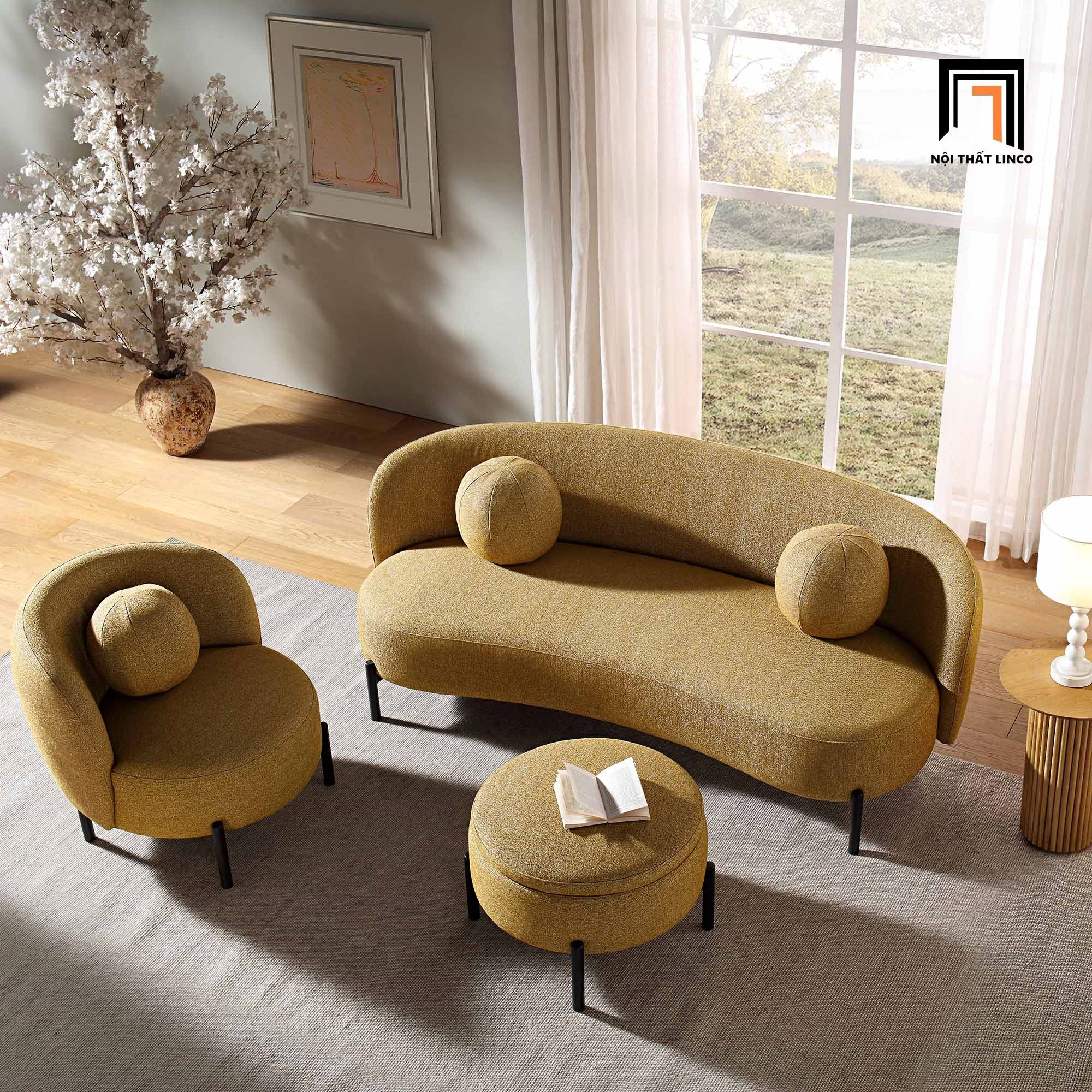 Ghế sofa băng cong xinh xắn BT312 Amboise dài 2m1 xám trắng