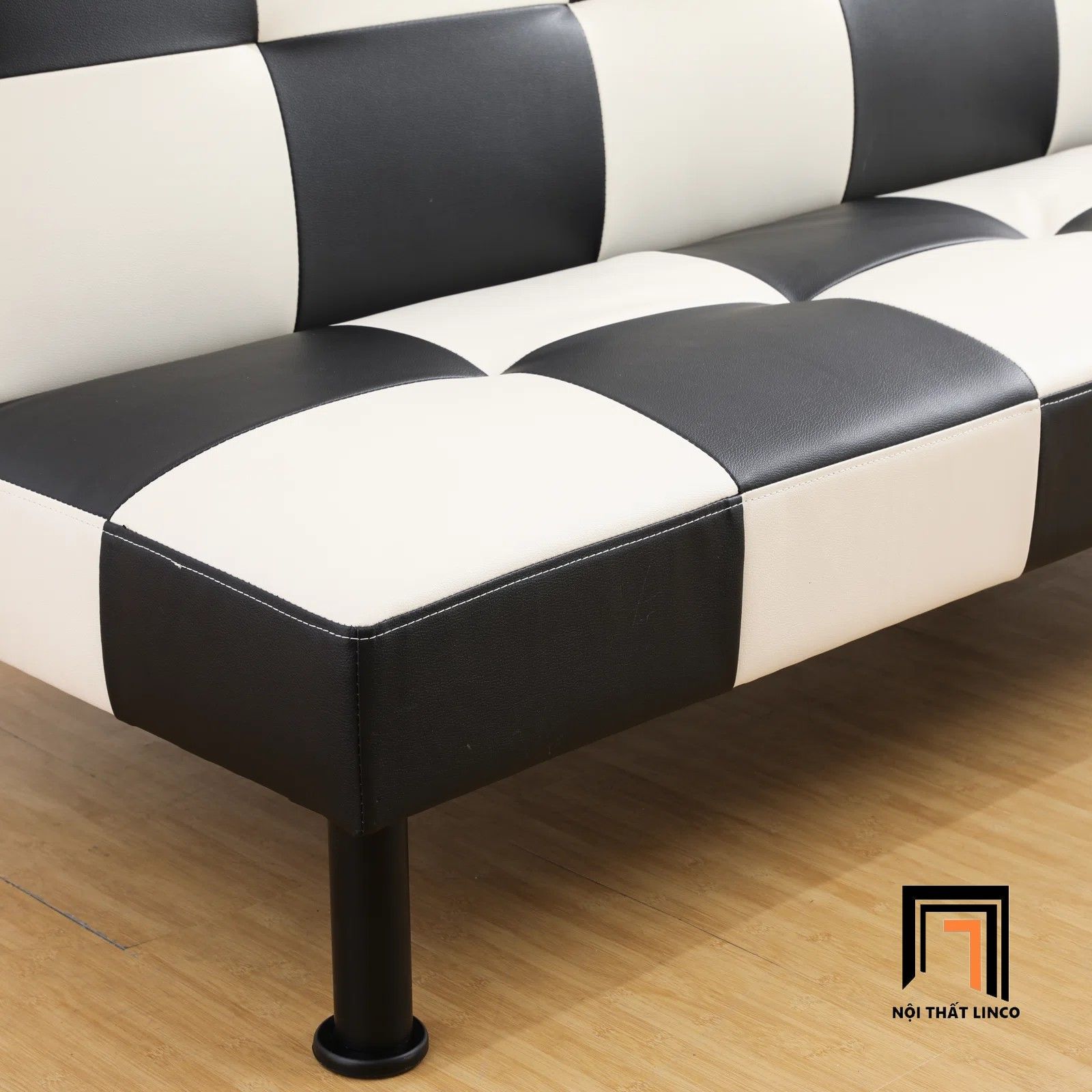Ghế sofa giường gấp gọn GB73 Adetola 1m7 da Pu phối đen trắng