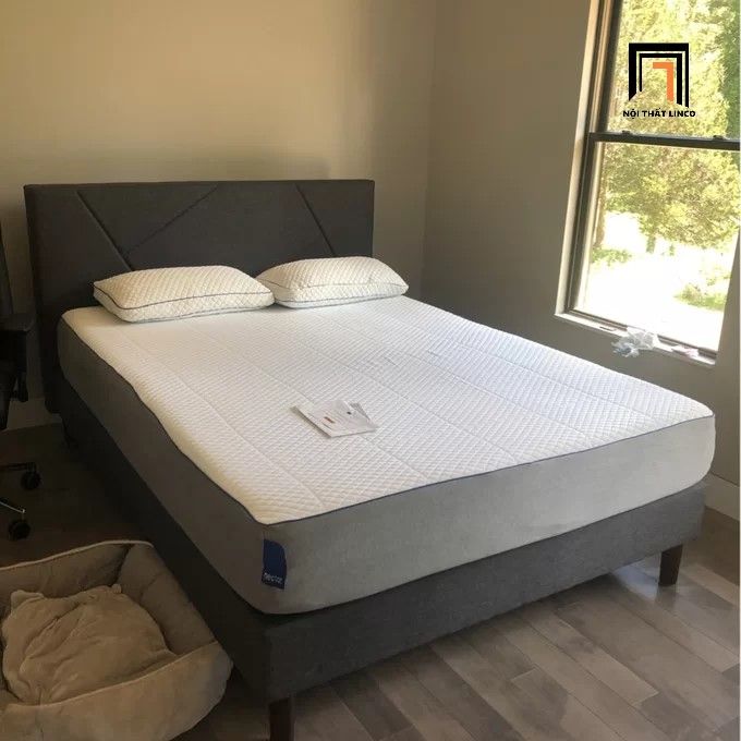 Giường ngủ bọc vải bố nỉ GN26 Bartley màu xám đậm