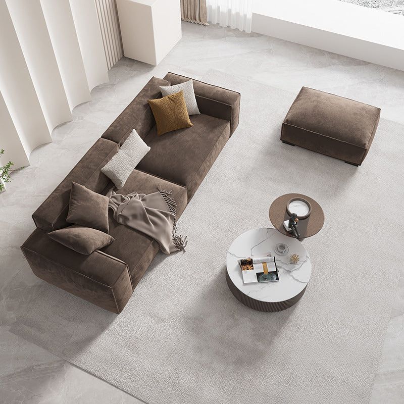 Bộ ghế sofa góc chữ L vải nỉ GT158 Plainview màu nâu cafe