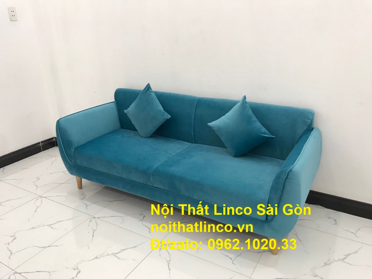 Bộ bàn ghế sofa băng xanh dương nước biển | sopha giá rẻ xanh dương da trời đẹp | ở tại Linco Sài Gòn