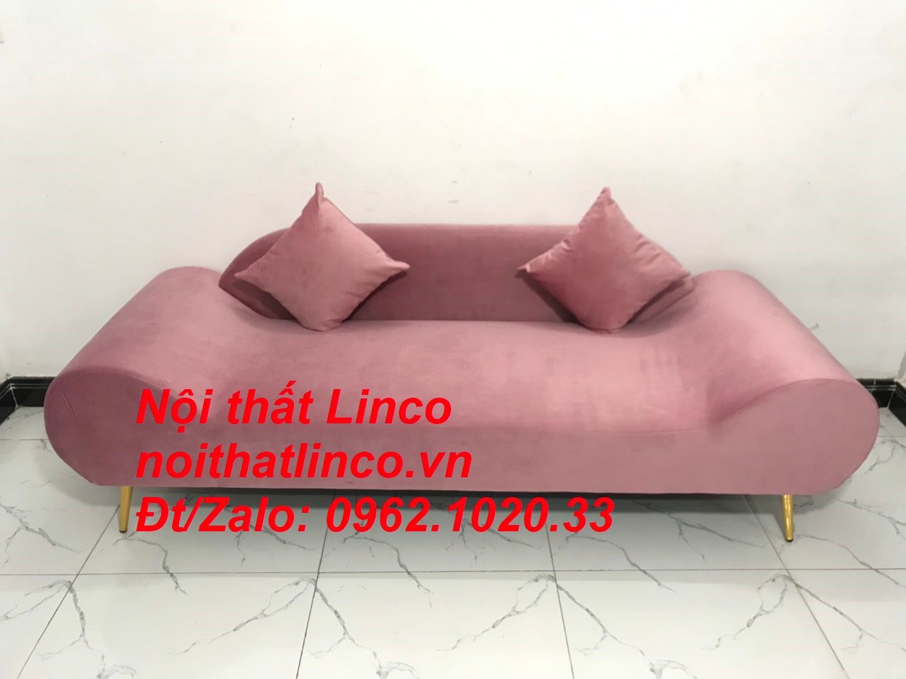 Bộ ghế sofa băng văng thuyền hồng hường cánh sen | Nội thất Linco HCM