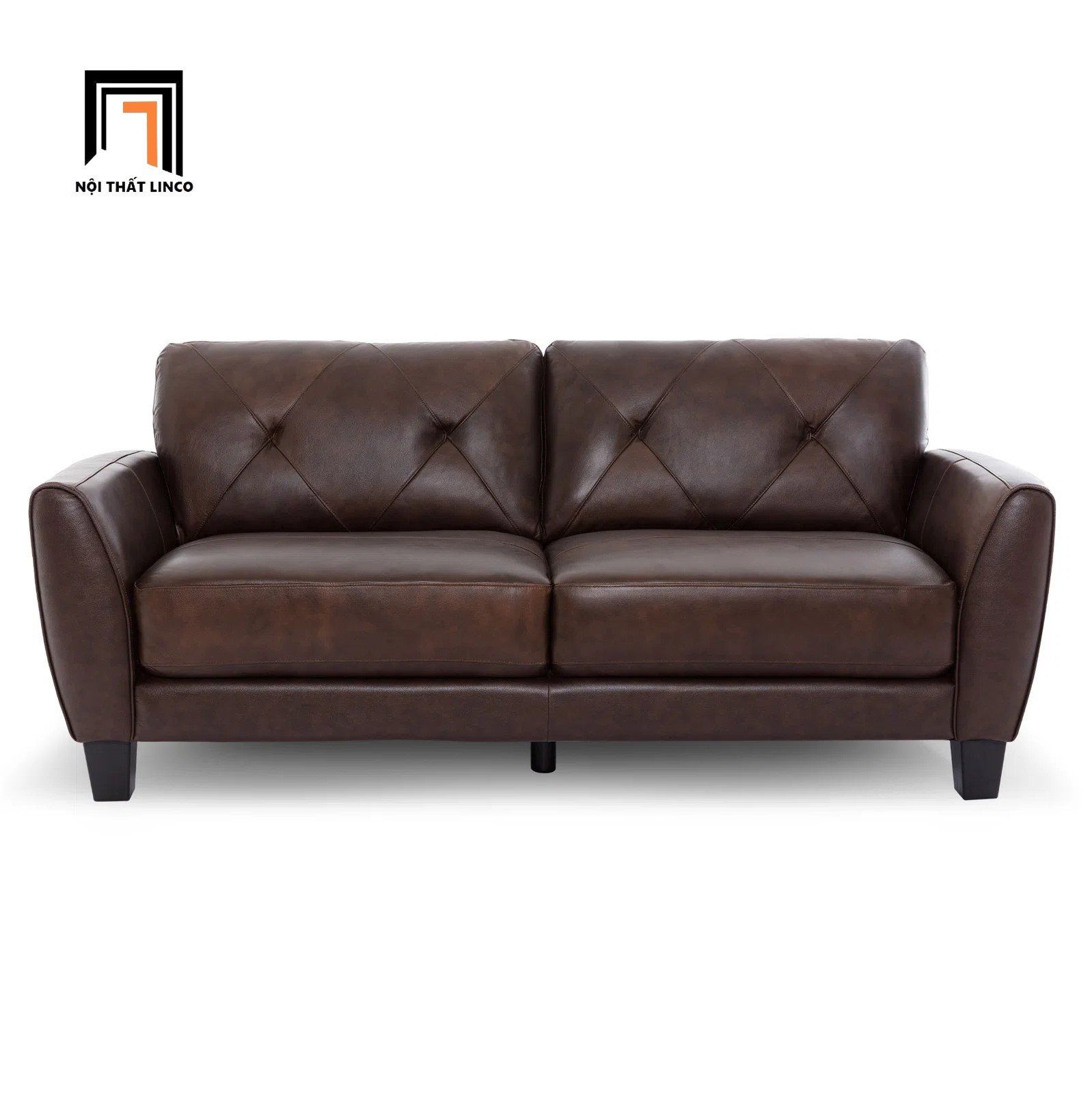Set ghế sofa phòng khách nâu đậm KT142 Nayelys da Pu mềm