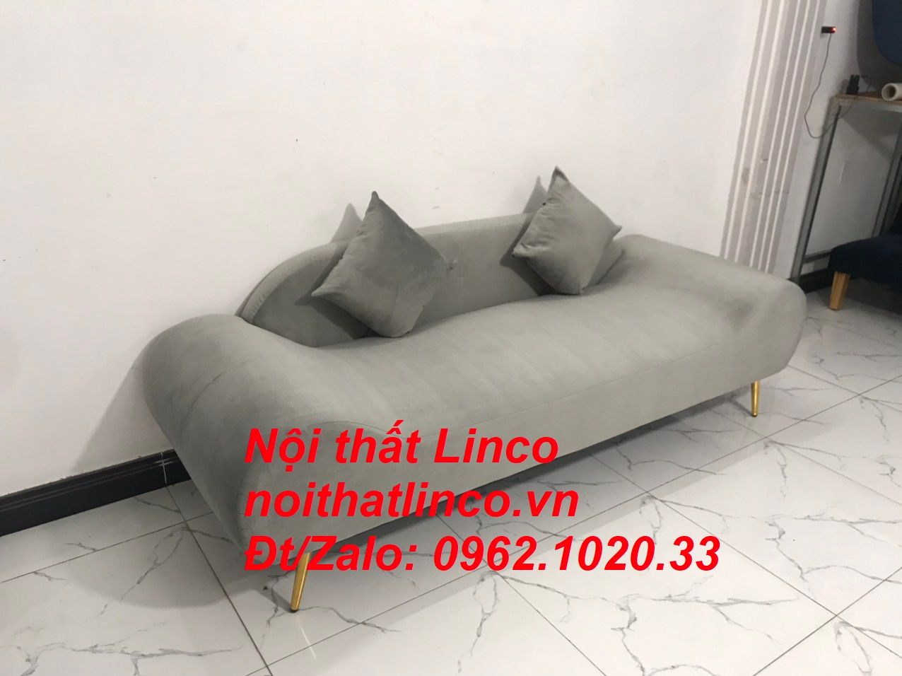 Bộ ghế sofa văng băng thuyền xám lông chuột nhỏ Nội thất Linco Sài Gòn