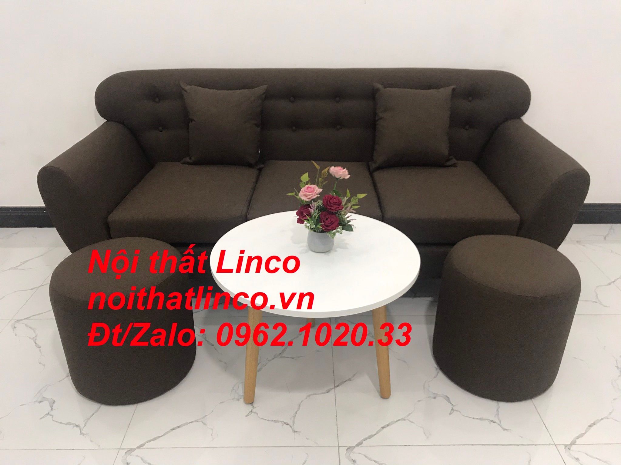Bộ bàn ghế sofa băng giá rẻ | Sofa màu nâu cafe | Nội thất Linco Tphcm