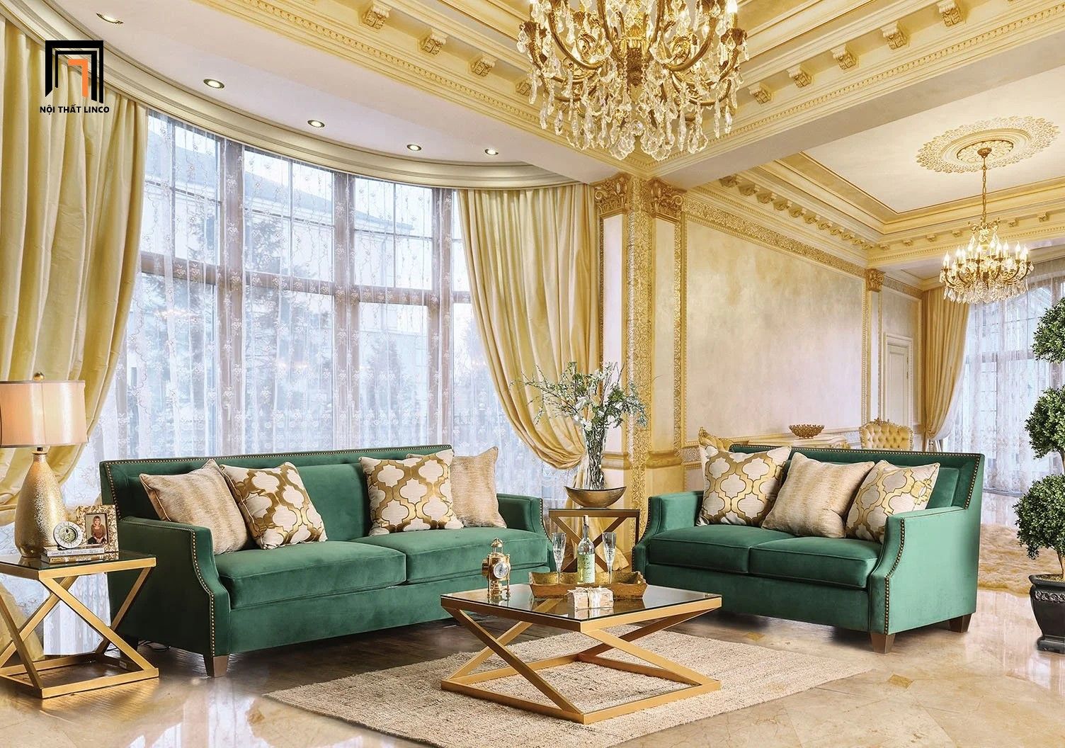 Ghế sofa băng đính nút cao cấp BT317 Yazzie dài 1m9 vải nỉ nhung