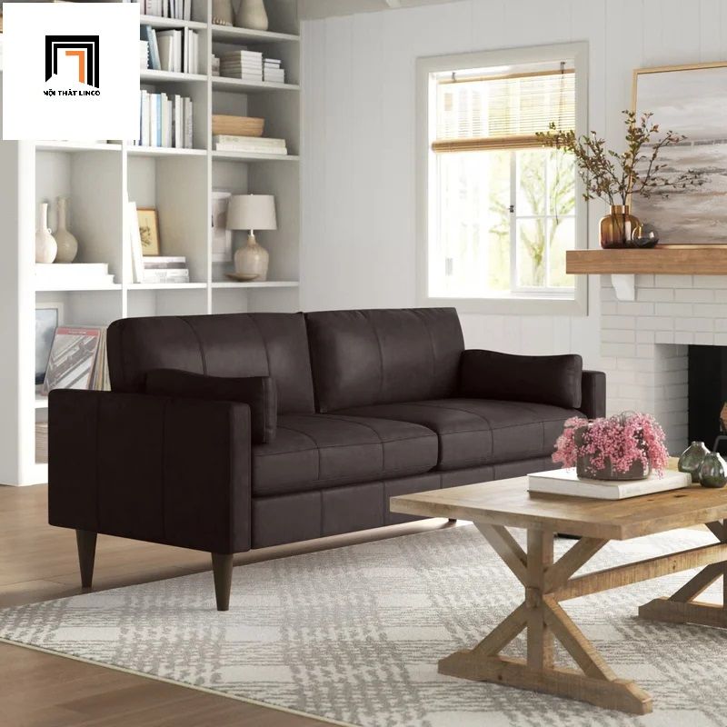 Ghế sofa băng BT3 dài 1m9 bọc simili giả da màu da bò