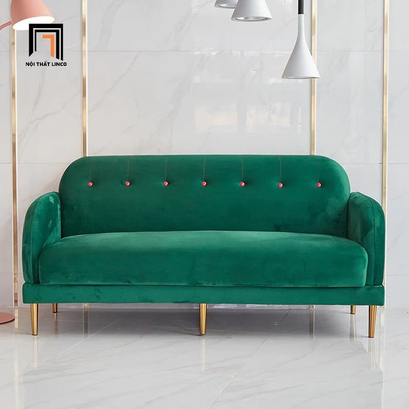Ghế sofa văng vải nhung xanh lá BT283 Mariene 1m8 cho shop tiệm