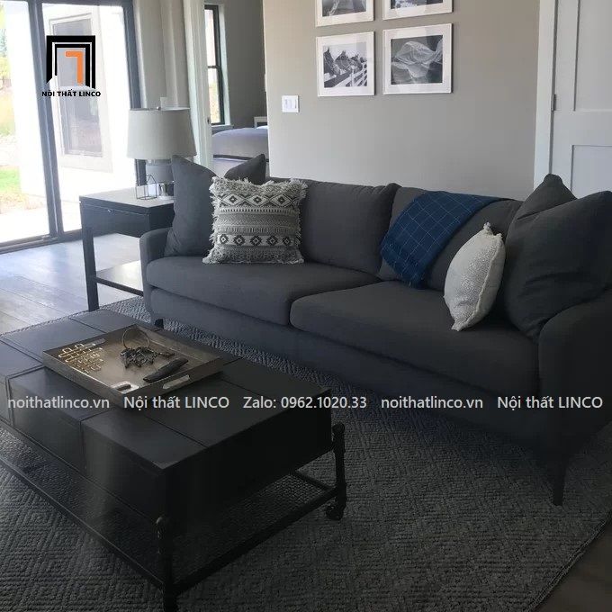 Ghế sofa văng dài 1m9 BT36-Jones màu xám chân inox