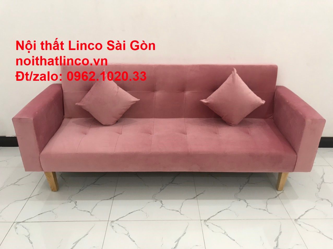Bộ ghế sofa giường giá rẻ | Salong sopha màu hồng phấn đẹp phòng khách | Nội Thất Linco Sài Gòn