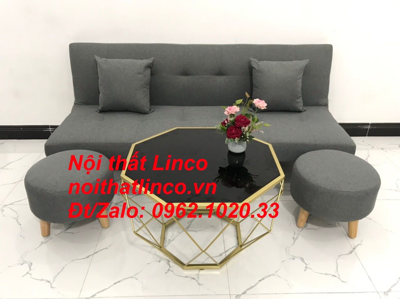 Bộ bàn ghế sofa giường bed SFG xám lông chuột đa năng