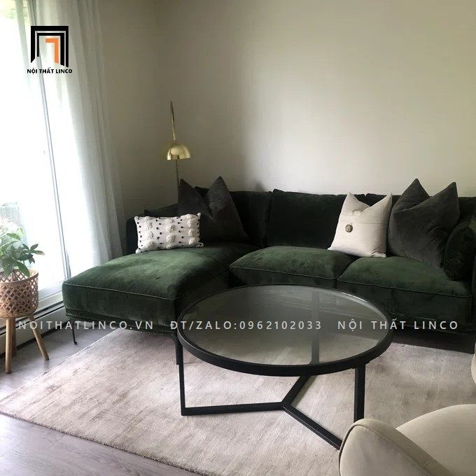 Ghế sofa góc L GT73 Orchad 2m2 x 1m6 vải nhung nỉ