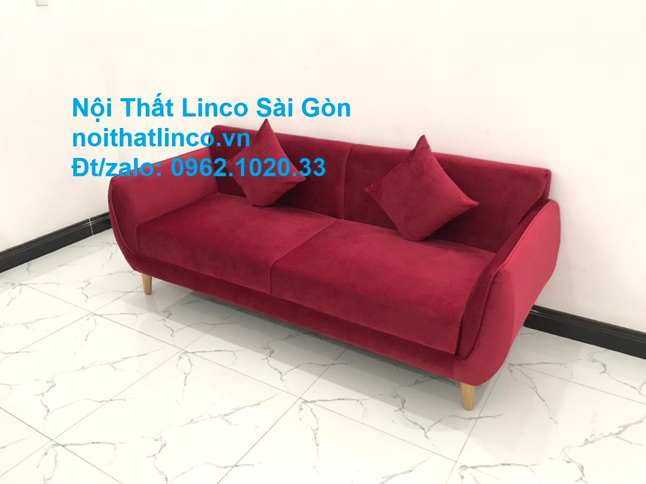Ghế sofa văng dài 1m9 | Salong băng giá rẻ màu đỏ phòng khách | Nội thất Linco Sài Gòn