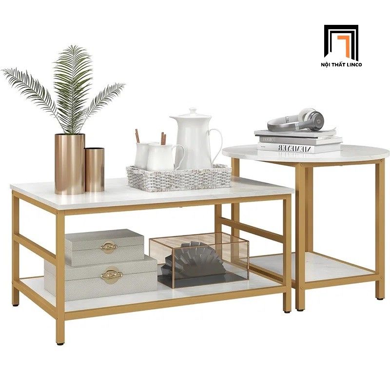 Cặp bàn sofa phòng khách nhỏ BSF67 Mulaye mặt đá giá rẻ