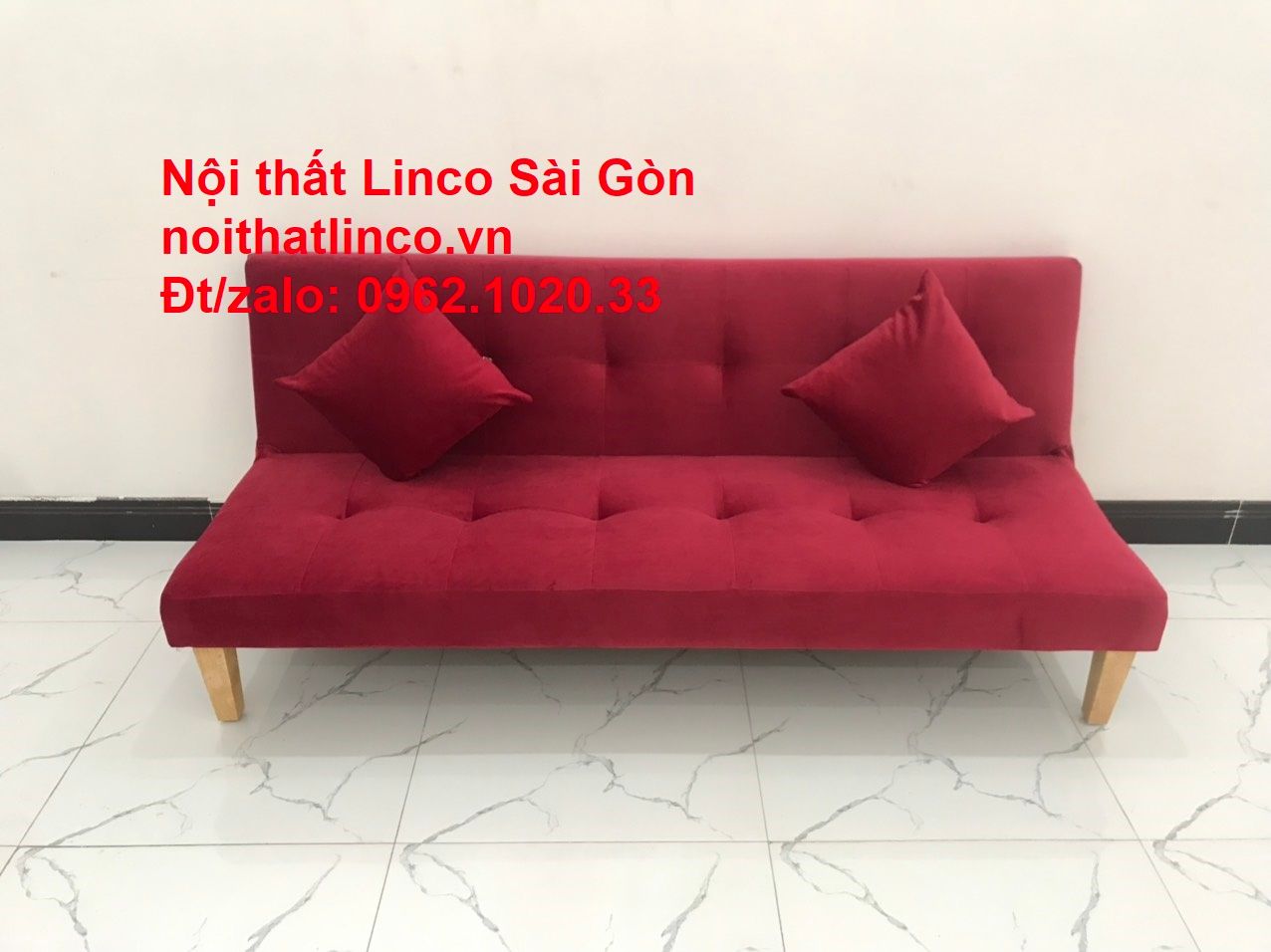 Bộ ghế sofa bed giường nằm màu đỏ mini nhỏ 1m7 giá rẻ đẹp Nội thất Linco Sài Gòn