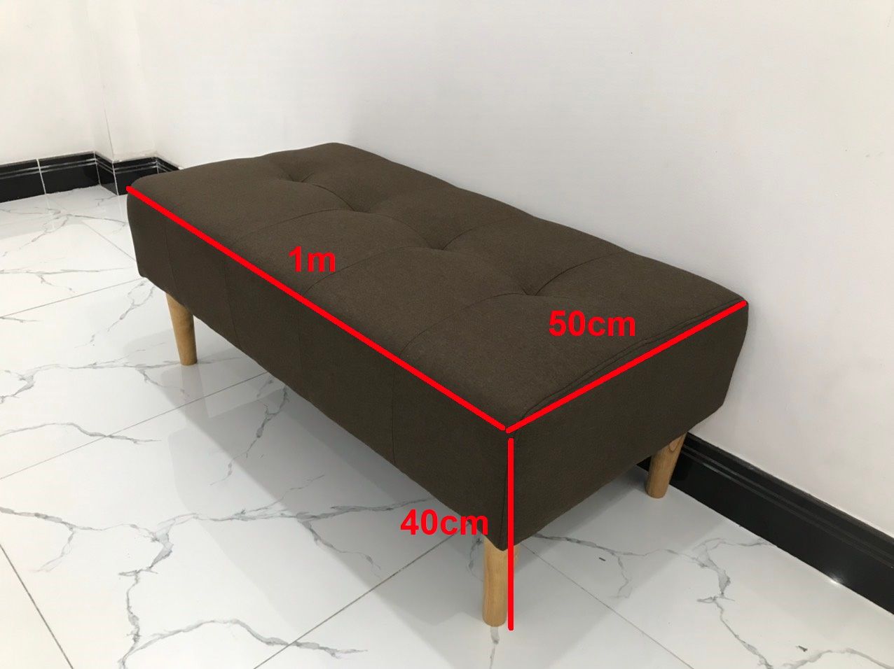 Ghế salong đôn sofa chữ nhật dài 1m nâu cafe đậm giá rẻ | Nội thất Linco tpHCM