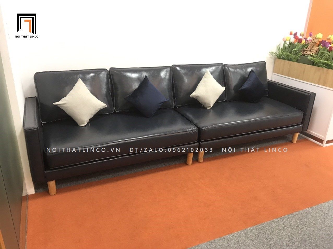 Ghế sofa băng da công nghiệp BT32-Roderic dài 2m màu da bò