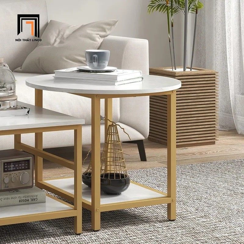 Cặp bàn sofa phòng khách nhỏ BSF67 Mulaye mặt đá giá rẻ