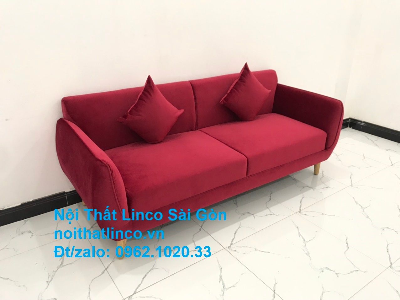 Ghế sofa văng dài 1m9 | Salong băng giá rẻ màu đỏ phòng khách | Nội thất Linco Sài Gòn