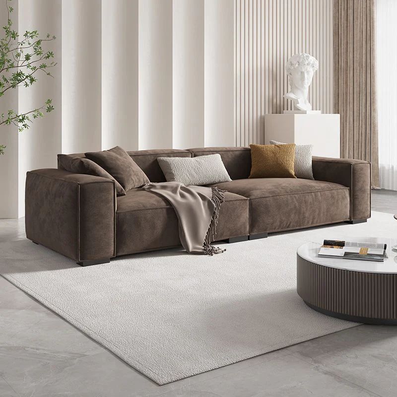 Bộ ghế sofa góc chữ L vải nỉ GT158 Plainview màu nâu cafe