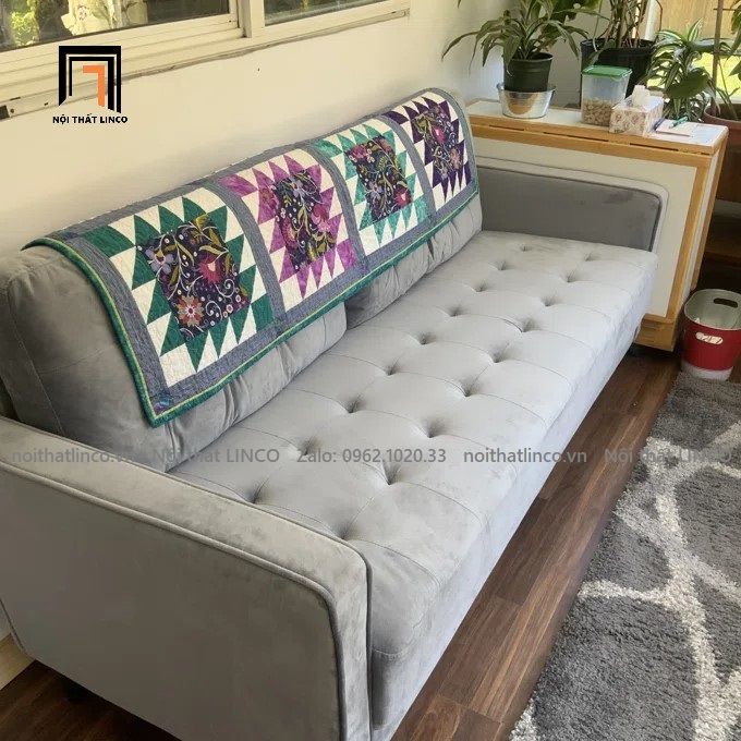 Ghế sofa băng BT26 Rosenow dài 1m9 màu xanh đen vải nhung