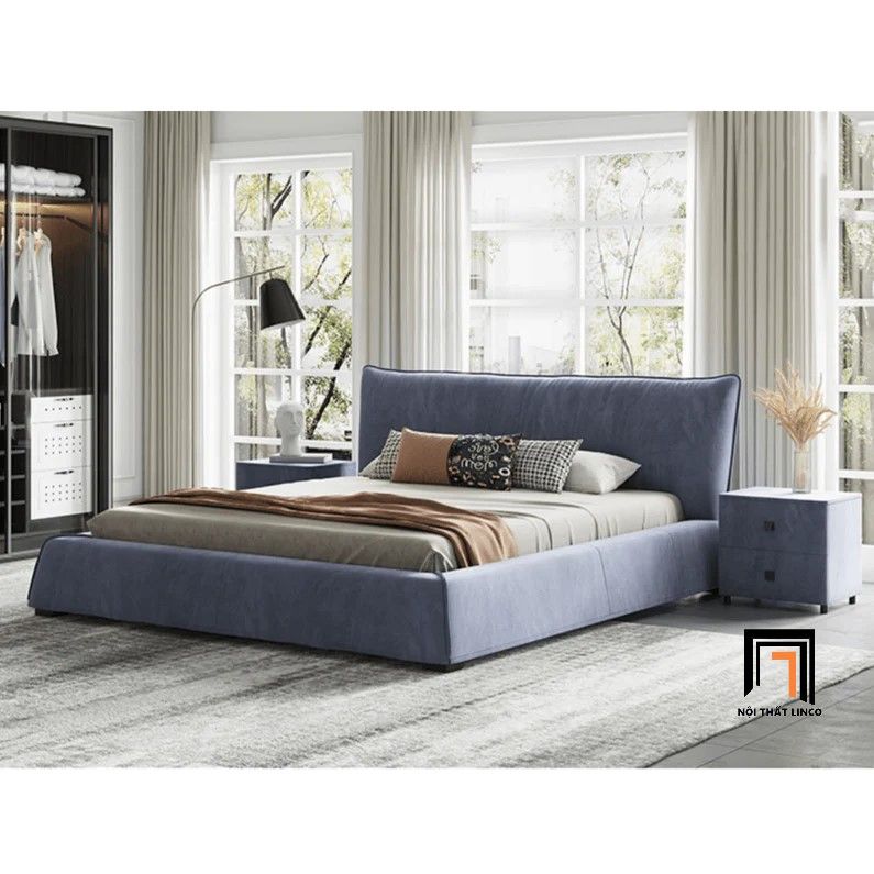 Giường ngủ bọc da công nghiệp GN57 Elsie màu cam đất