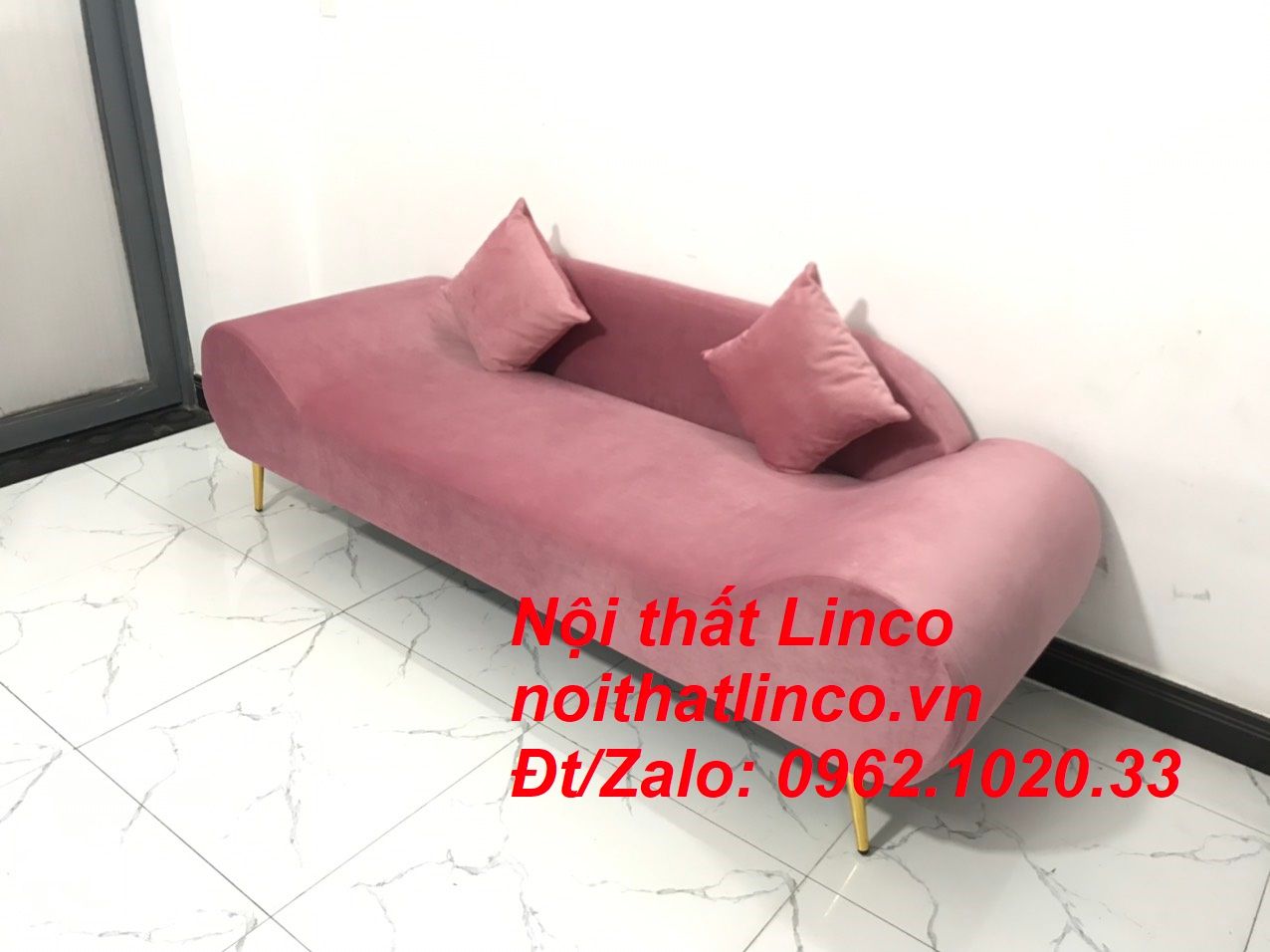 Bộ ghế sofa băng văng thuyền hồng hường cánh sen | Nội thất Linco HCM