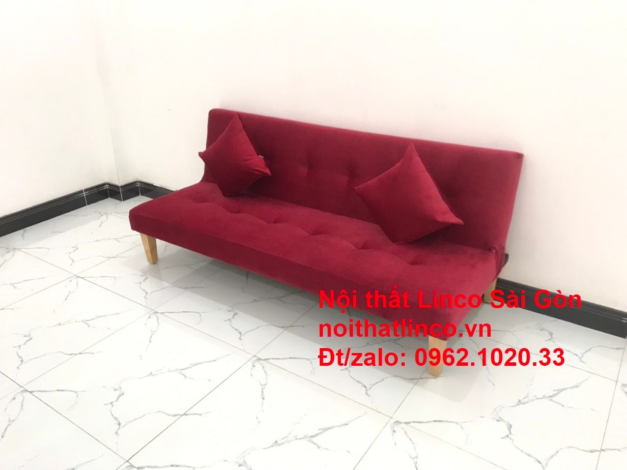 Bộ ghế sofa bed giường nằm màu đỏ mini nhỏ 1m7 giá rẻ đẹp Nội thất Linco Sài Gòn