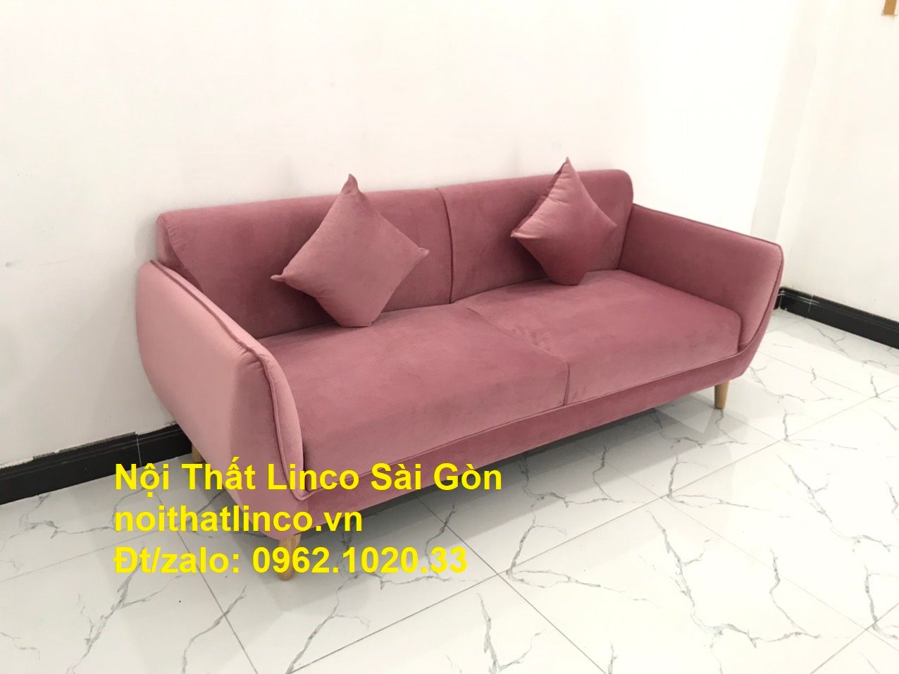 Mẫu sofa băng văng dài 1m9 giá rẻ | so pha Màu hồng phấn cánh sen đẹp ở tại Nội thất Linco Sài Gòn
