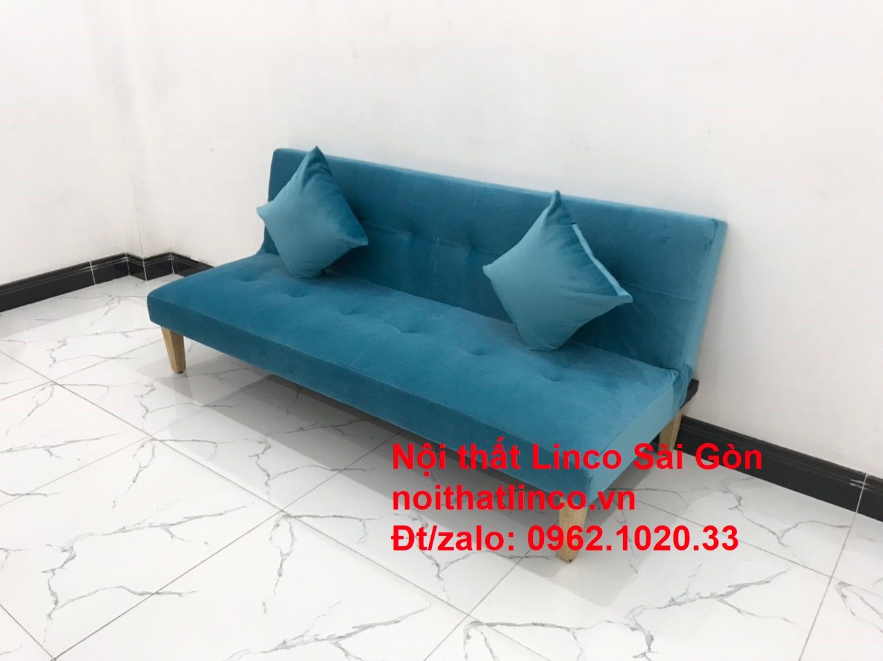 Bộ ghế sopha salon màu xanh nước biển đẹp | Sofa giá rẻ phòng khách | Nội thất Linco Sài Gòn