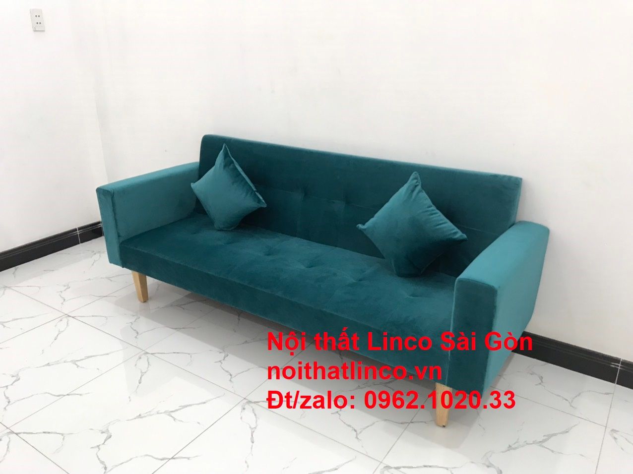 Bộ ghế salon sopha giường rẻ | Sofa màu xanh lá cây đậm phòng khách | Nội Thất Linco Sài Gòn