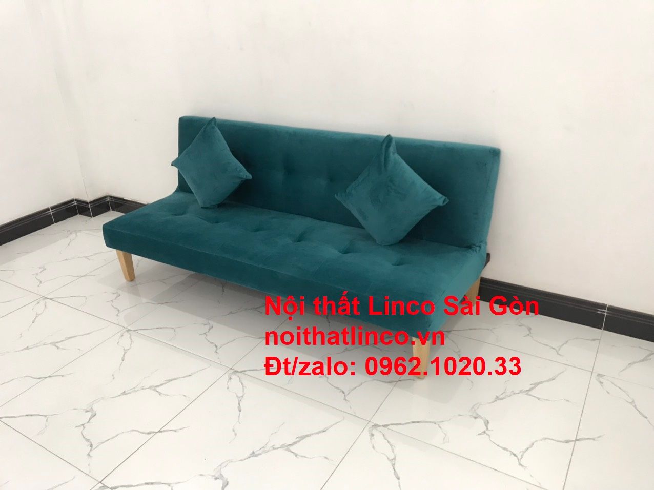 Ghế sofa giường nằm 1m7 mini giá rẻ xanh lá cây đậm đẹp | Nội Thất Linco Sài Gòn