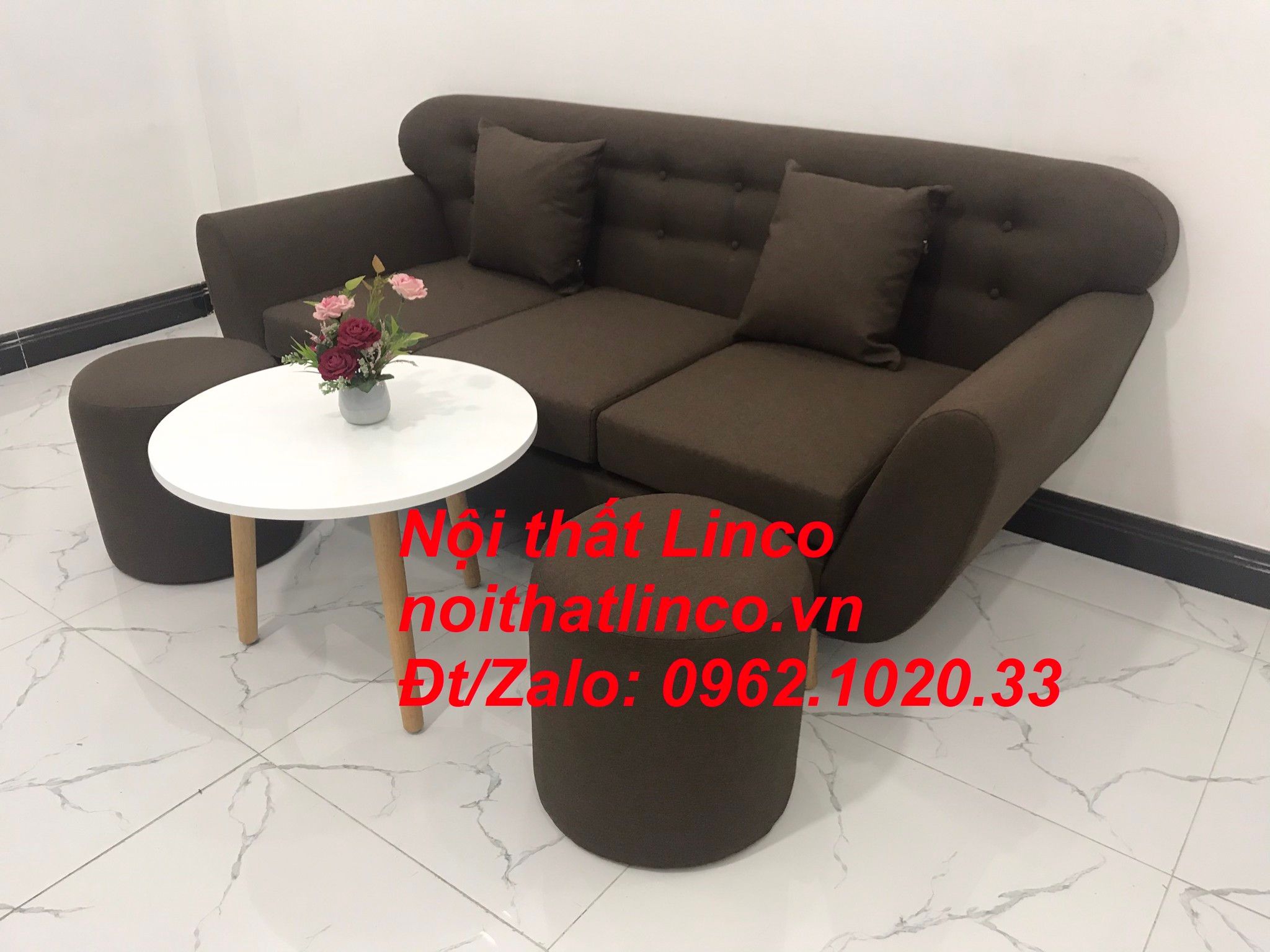 Bộ bàn ghế sofa băng giá rẻ | Sofa màu nâu cafe | Nội thất Linco Tphcm