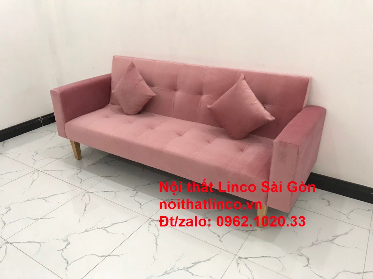 Bộ ghế sofa giường giá rẻ | Salong sopha màu hồng phấn đẹp phòng khách | Nội Thất Linco Sài Gòn