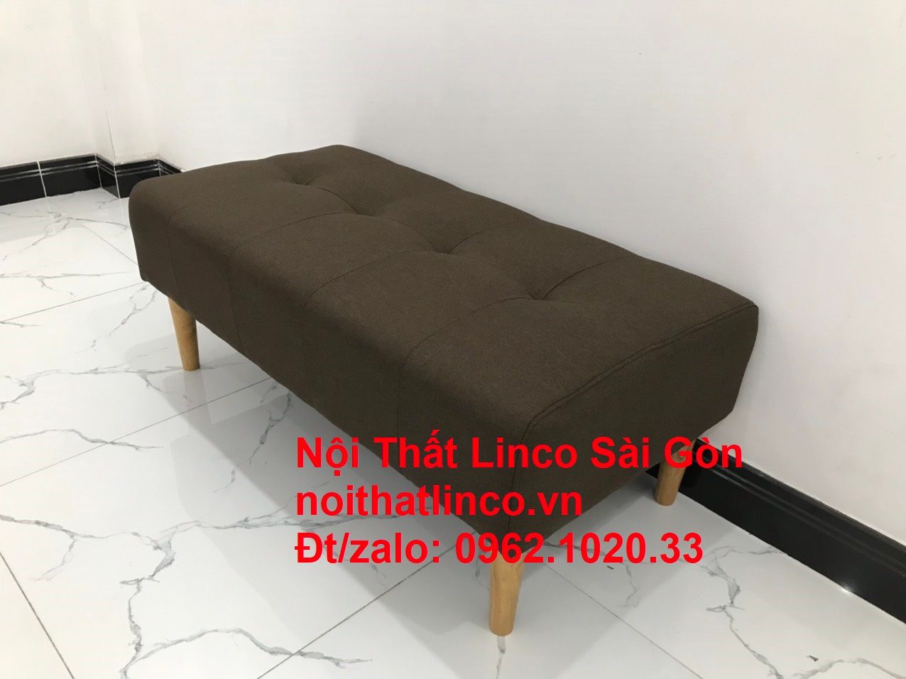 Ghế salong đôn sofa chữ nhật dài 1m nâu cafe đậm giá rẻ | Nội thất Linco tpHCM