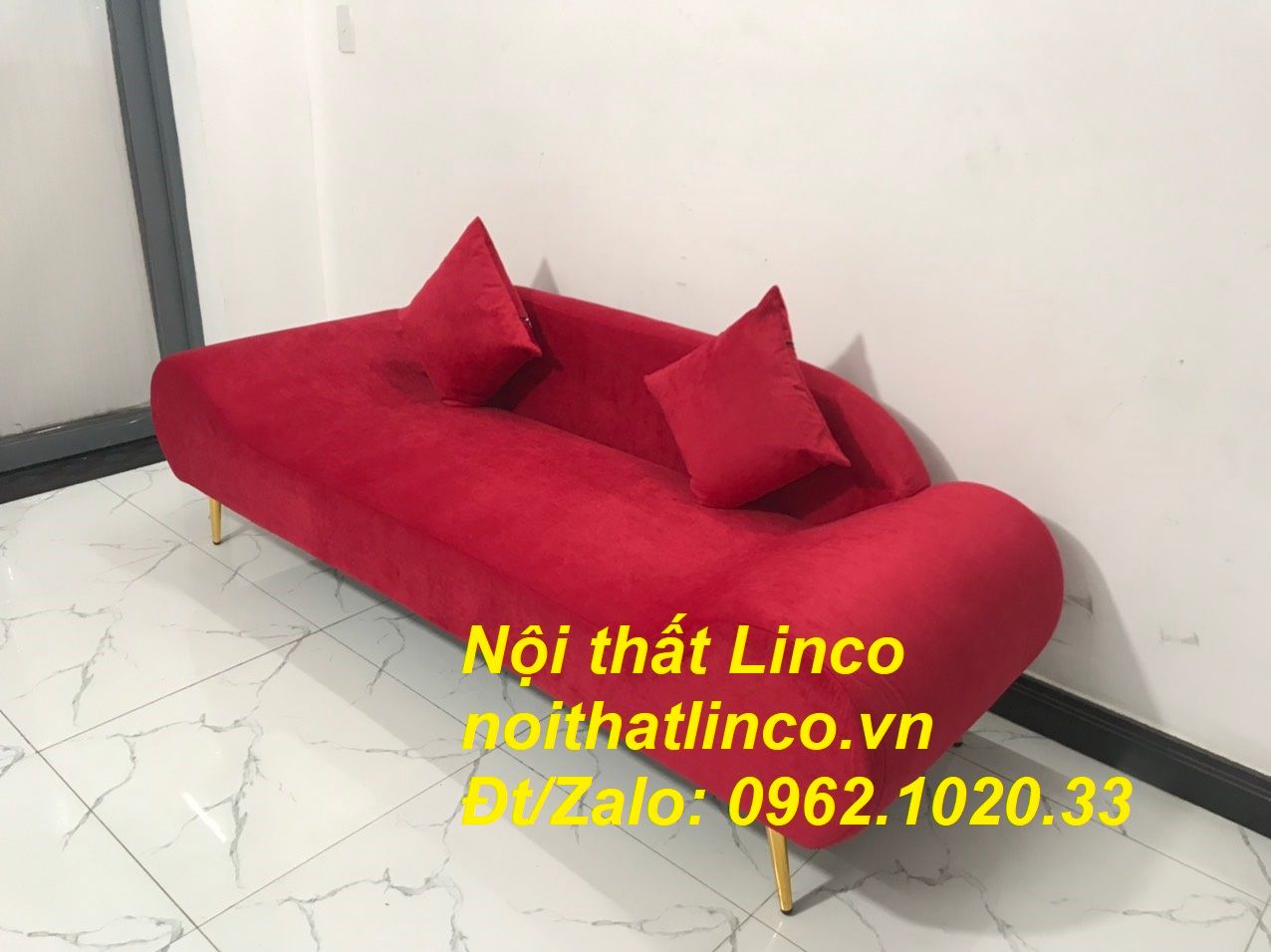 Bộ ghế sofa salon văng băng thuyền SFT dài 2m đỏ đô đẹp giá rẻ