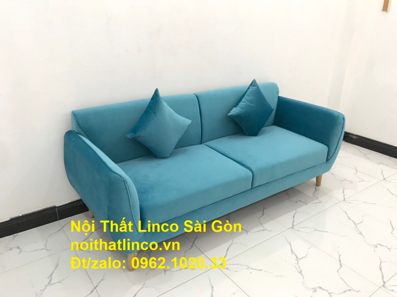 Bộ bàn ghế sofa băng xanh dương nước biển | sopha giá rẻ xanh dương da trời đẹp | ở tại Linco Sài Gòn