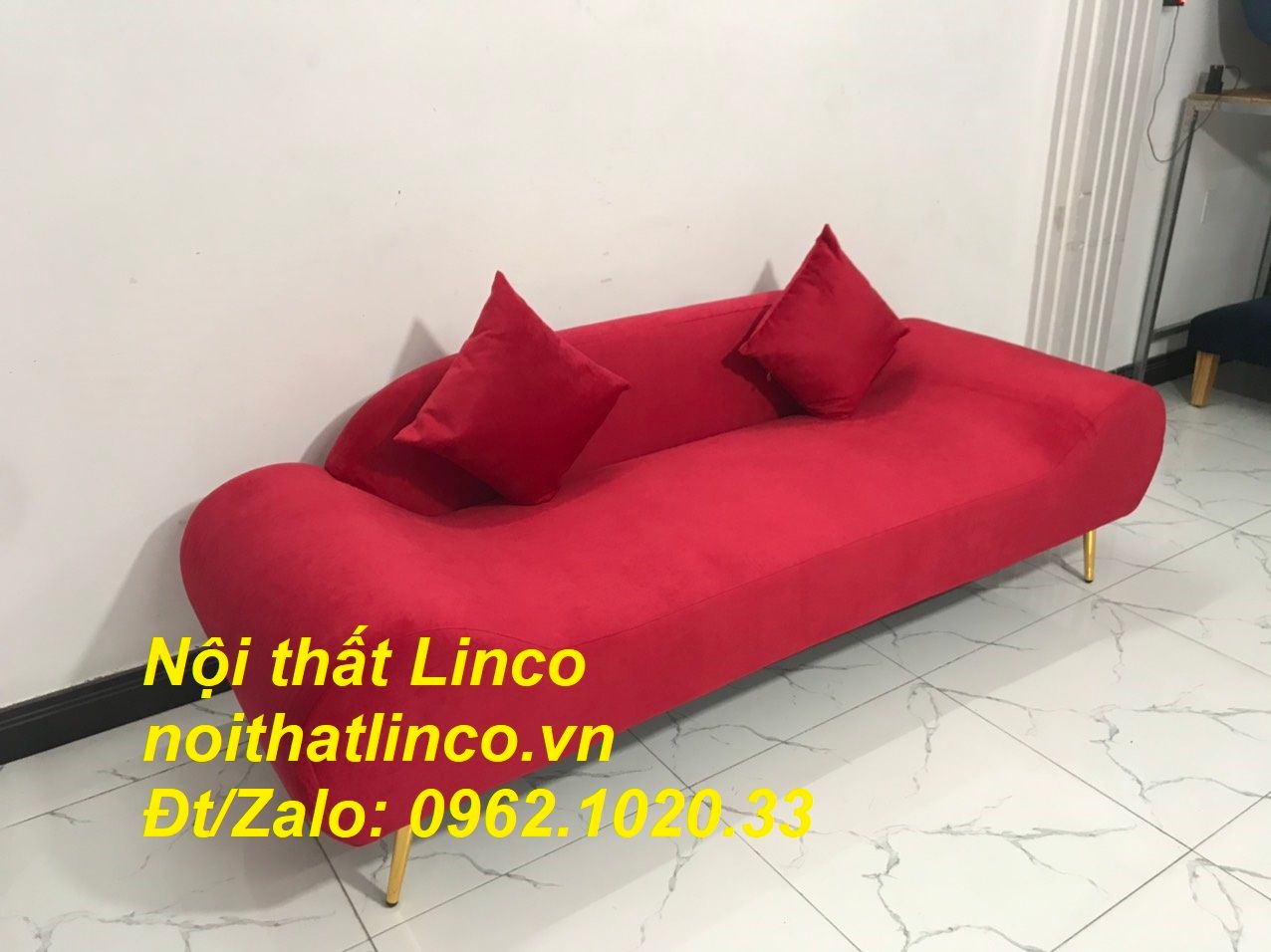 Bộ ghế sofa salon văng băng thuyền SFT dài 2m đỏ đô đẹp giá rẻ