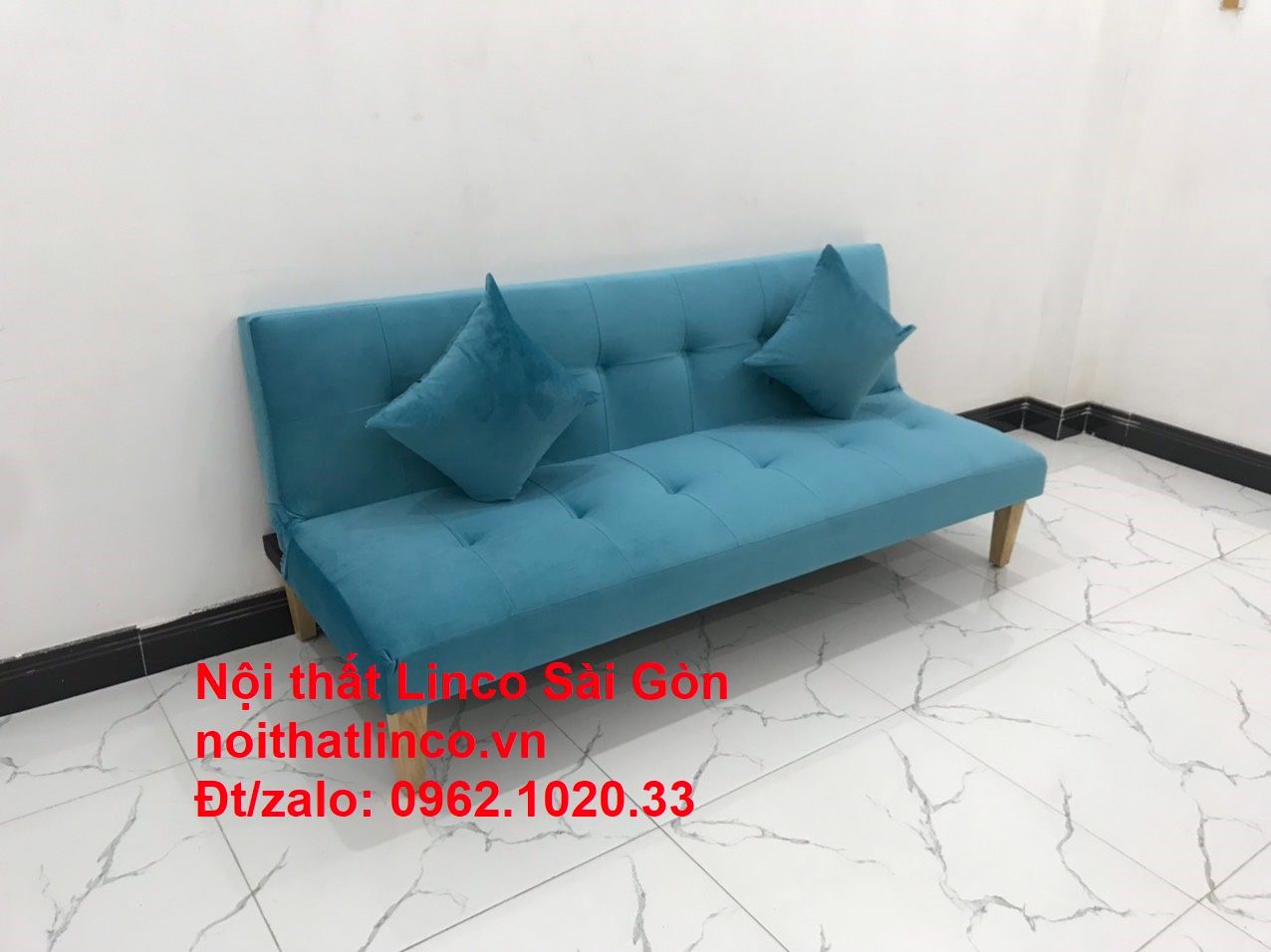 Bộ ghế sopha salon màu xanh nước biển đẹp | Sofa giá rẻ phòng khách | Nội thất Linco Sài Gòn