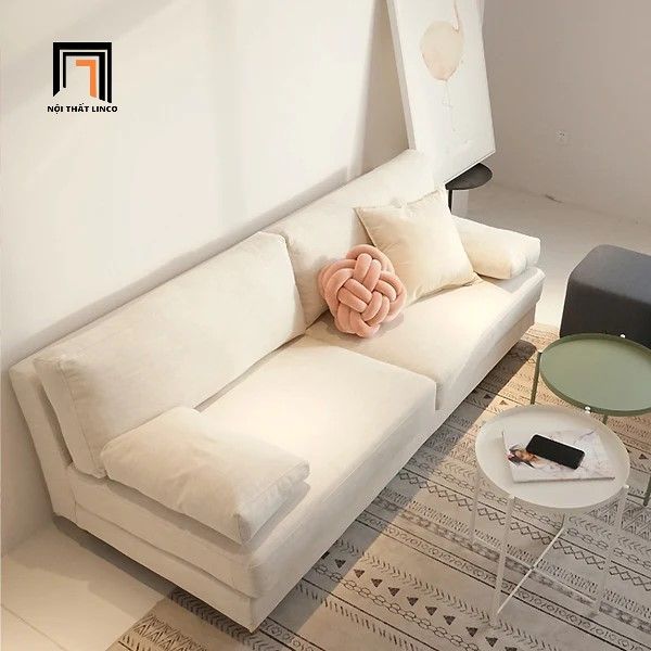 Ghế sofa văng nỉ dài 1m8 màu kem BT217 Blendis nhỏ gọn