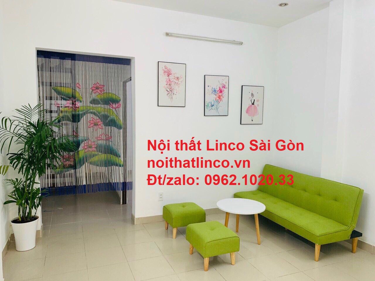 Ghế sopha bed giường mini 1m7 rẻ | Sofa màu xanh lá cây đẹp phòng khách | Nội thất Linco tphcm Sài Gòn