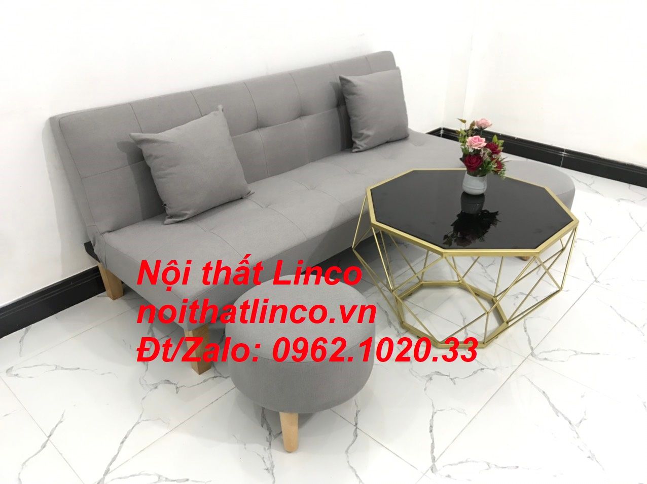 Bộ bàn ghế sofa bed giường SFG diện tích nhỏ xám ghi trắng