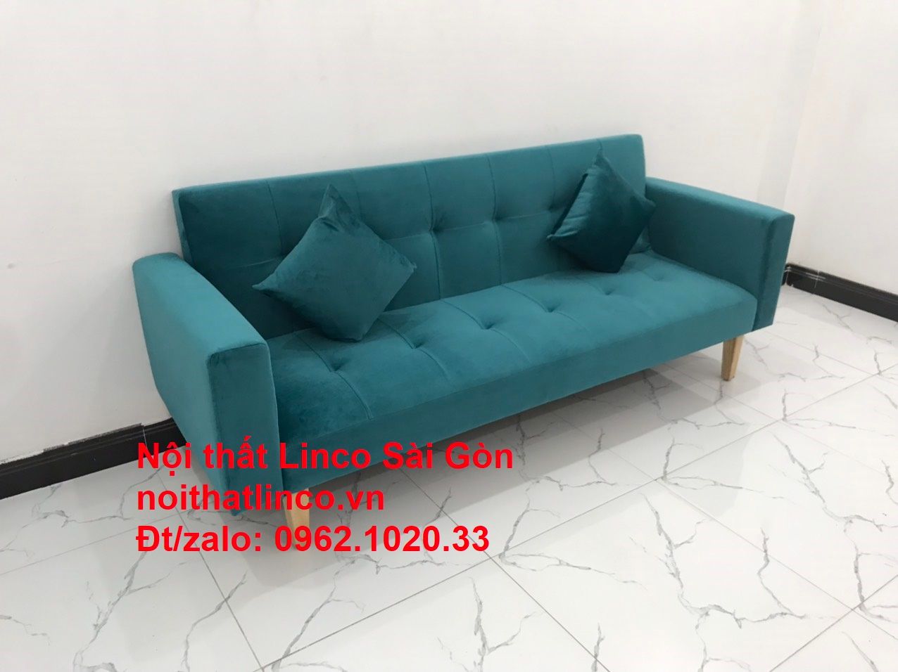 Bộ ghế salon sopha giường rẻ | Sofa màu xanh lá cây đậm phòng khách | Nội Thất Linco Sài Gòn