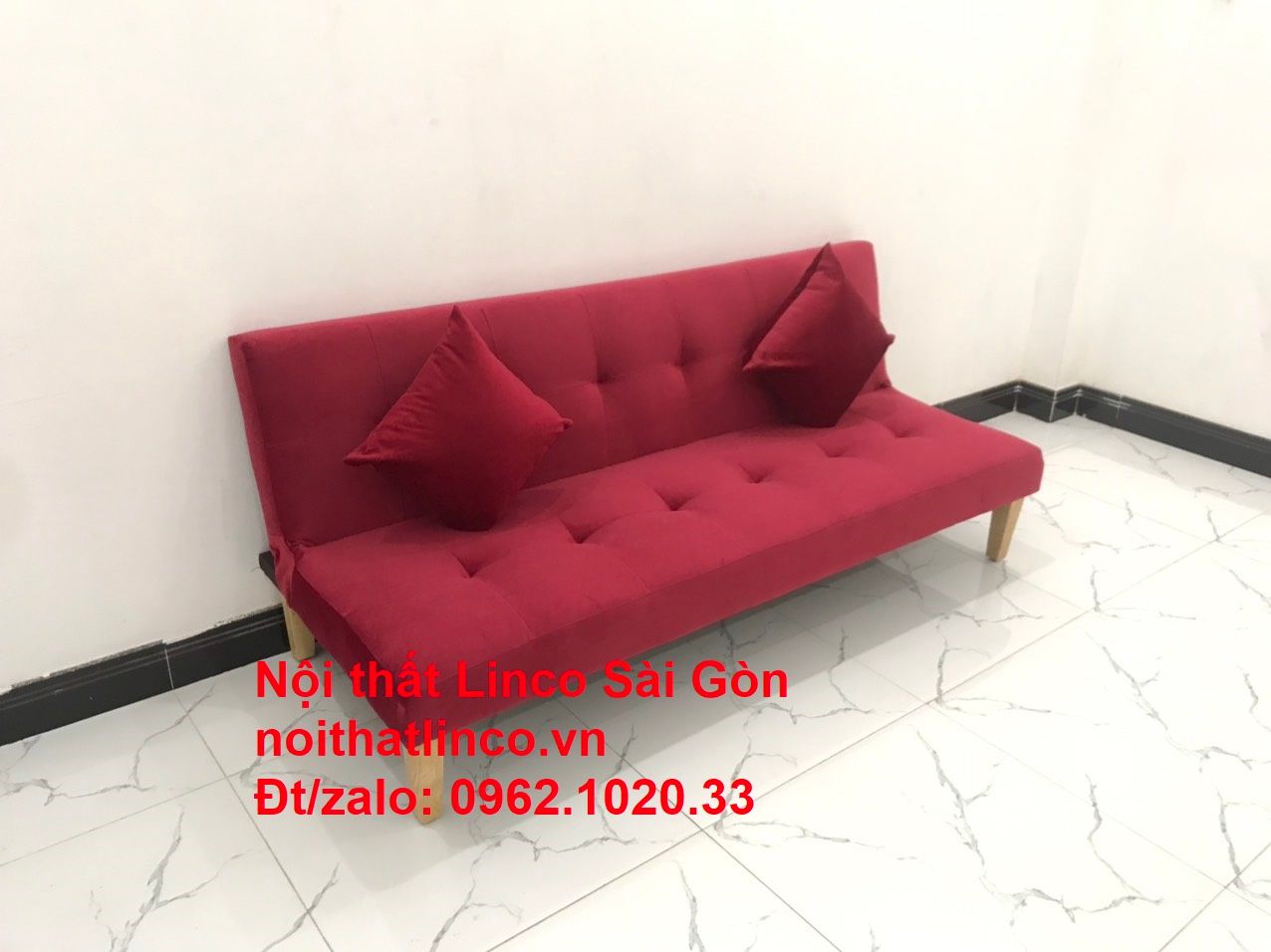 Bộ ghế sofa bed giường nằm màu đỏ mini nhỏ 1m7 giá rẻ đẹp Nội thất Linco Sài Gòn
