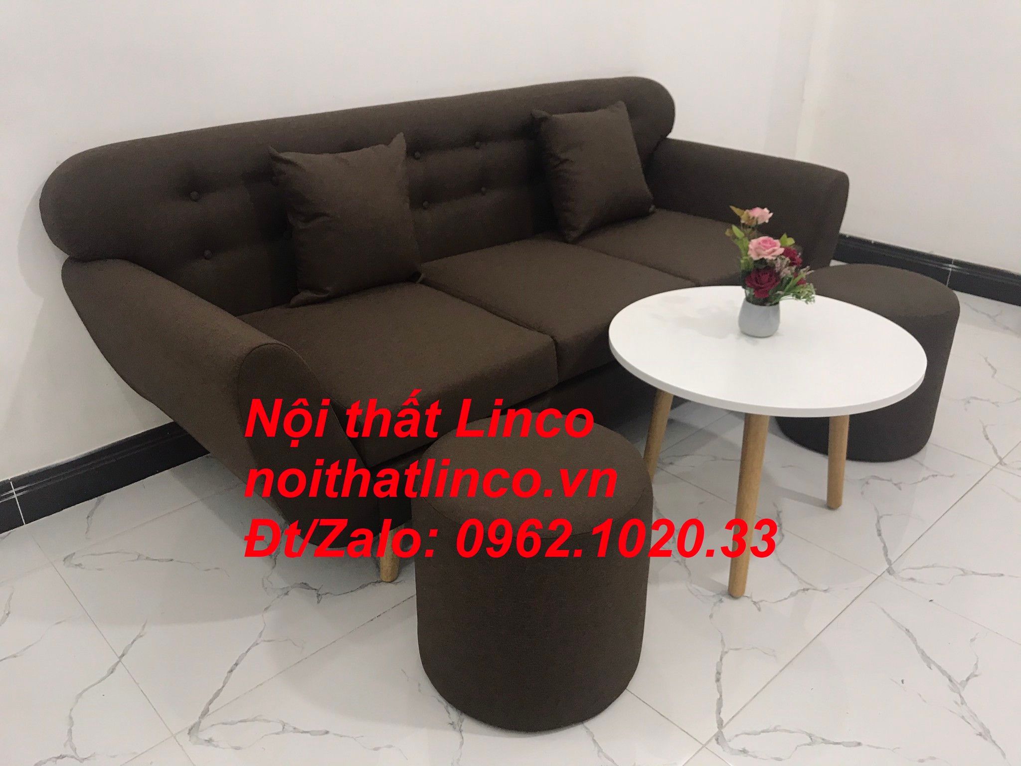 Bộ bàn ghế sofa băng giá rẻ | Sofa màu nâu cafe | Nội thất Linco Tphcm