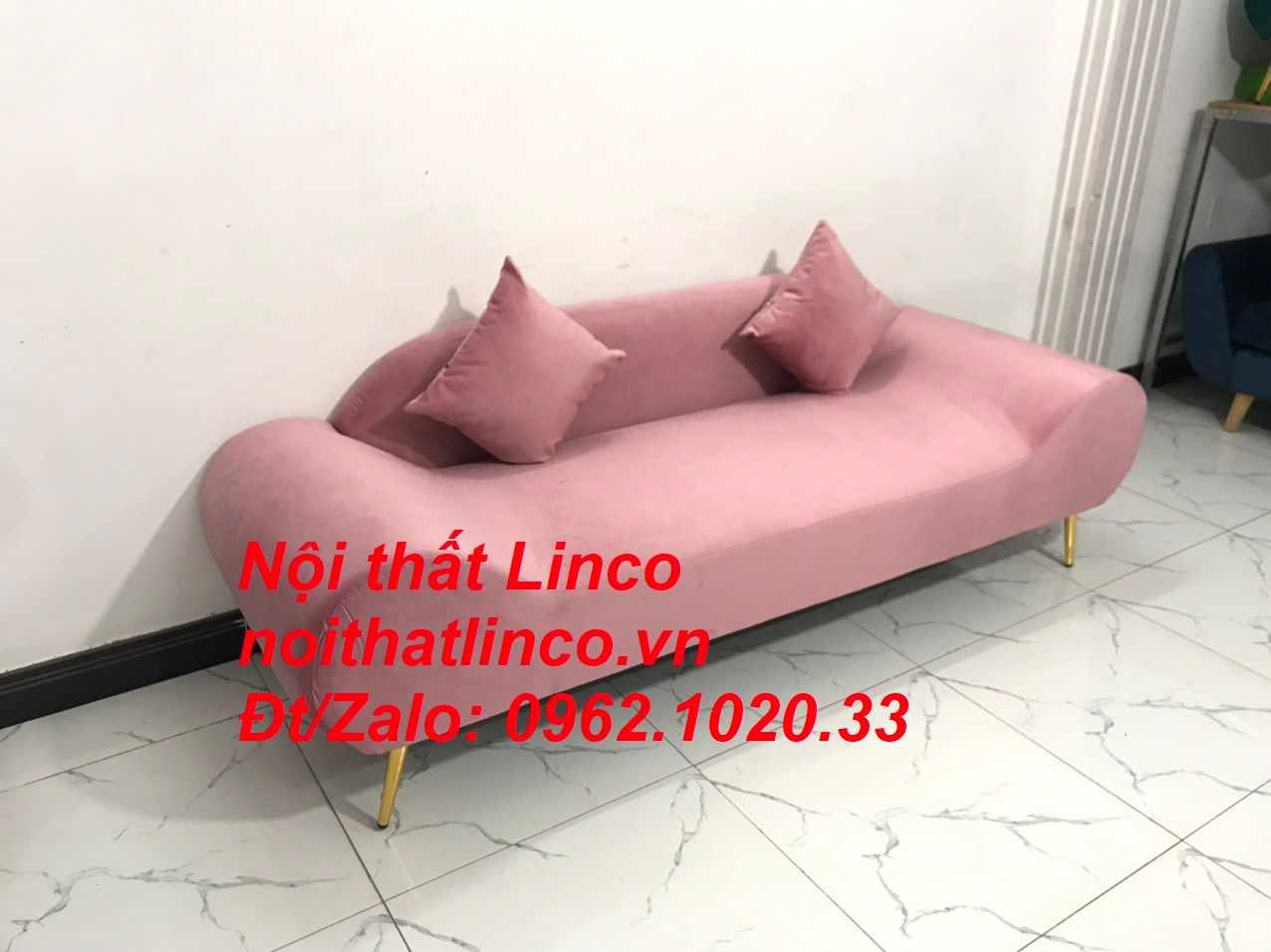 Bộ ghế sofa băng văng thuyền hồng hường cánh sen | Nội thất Linco HCM
