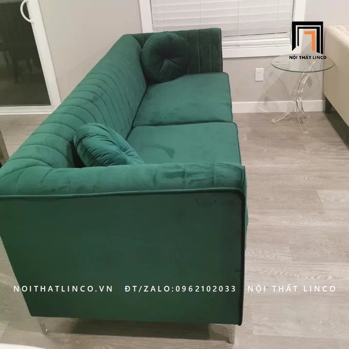 Ghế sofa băng hiện đại BT68 Herbert vải nhung chân inox