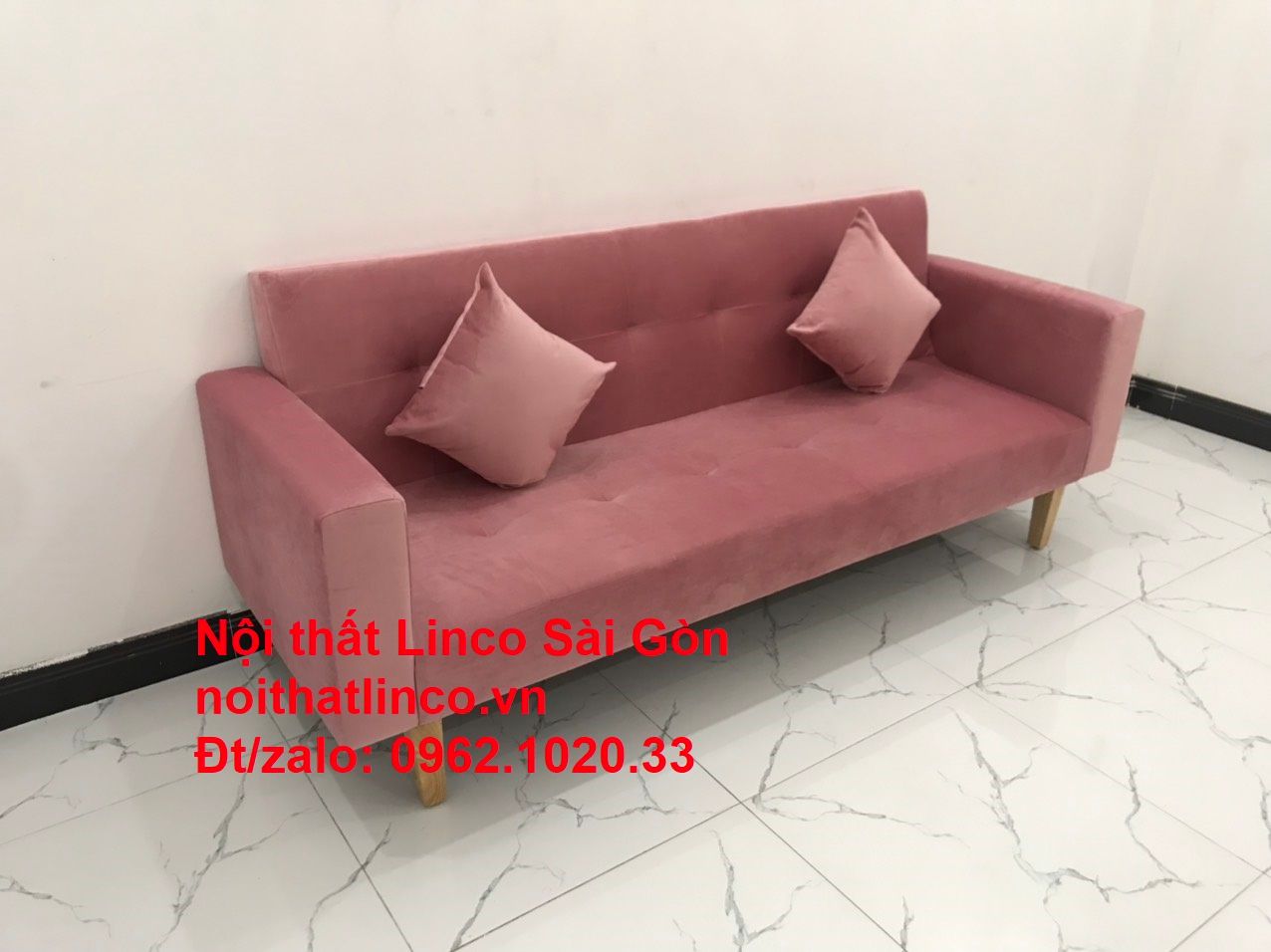 Bộ ghế sofa giường giá rẻ | Salong sopha màu hồng phấn đẹp phòng khách | Nội Thất Linco Sài Gòn